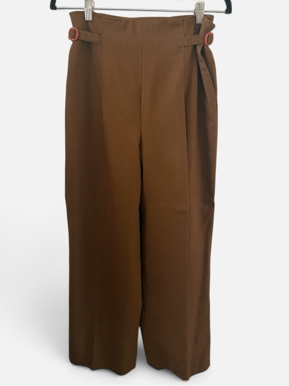 Dior Brown Wide-Leg Trousers with Side Buckle Detail
